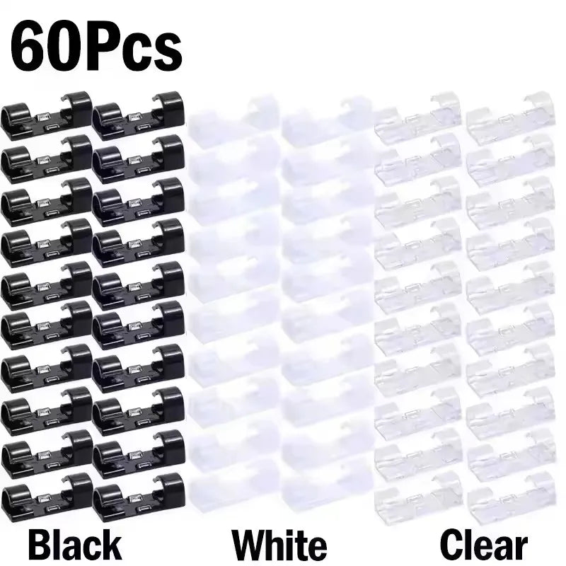 Cable Clips Organizer Drop Wire Holder Cord Management Self-Adhesive Cable Manager Fixed Clamp Wire Winder For Home Office Car