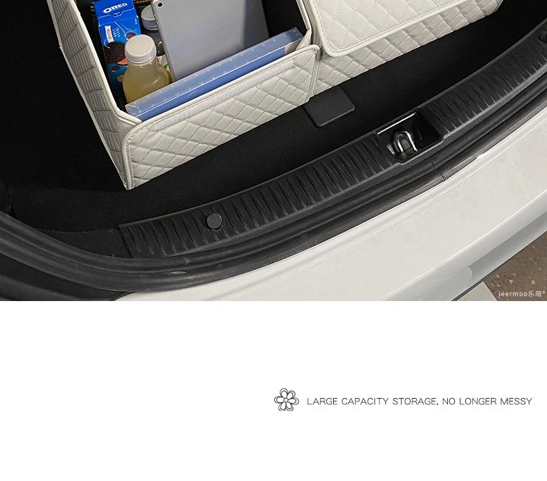 Car Trunk Organizer Durable Foldable Storage Box with Easy-Clean Compartments Versatile Interior Accessories for Car Organizati