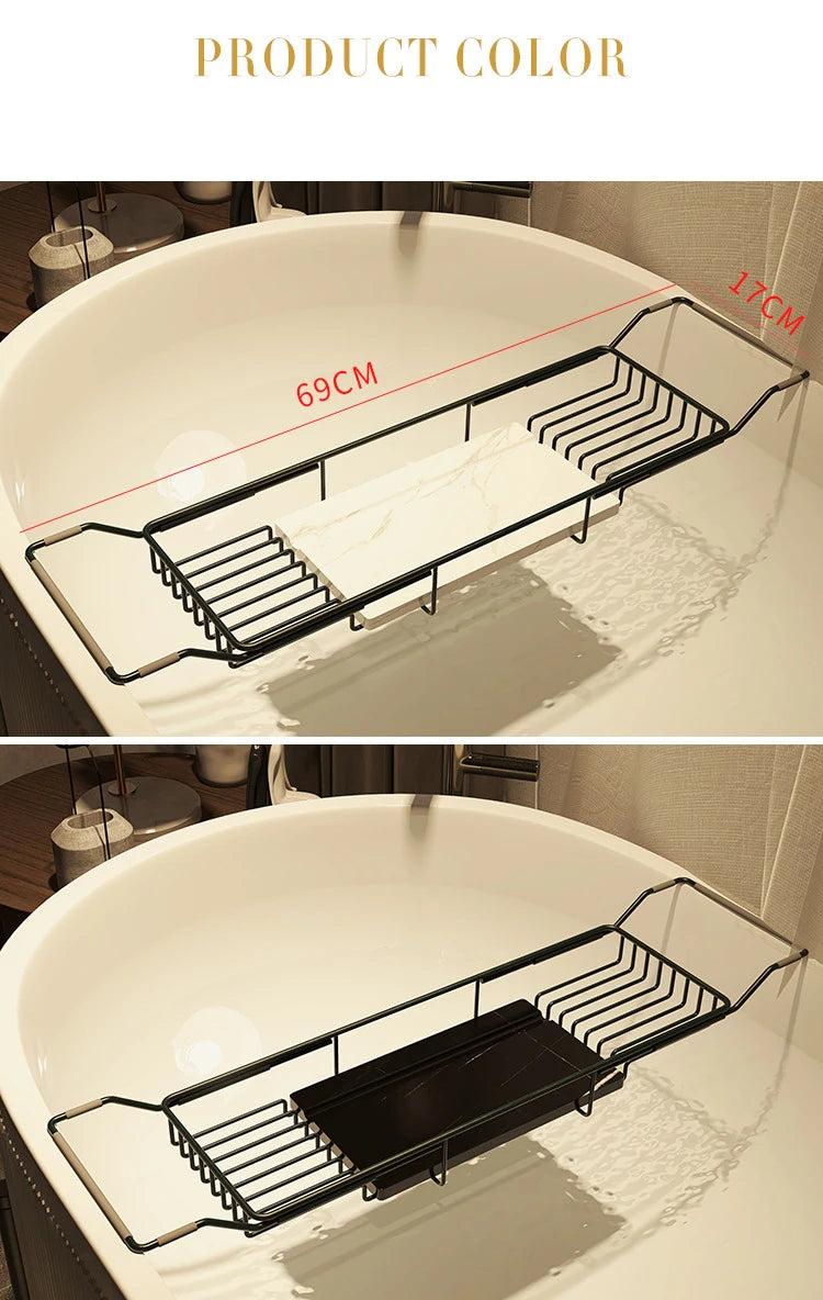 Bathtub shelf retractable multi-function, bathroom bath shelf, stainless steel mobile phone non-slip storage bracket