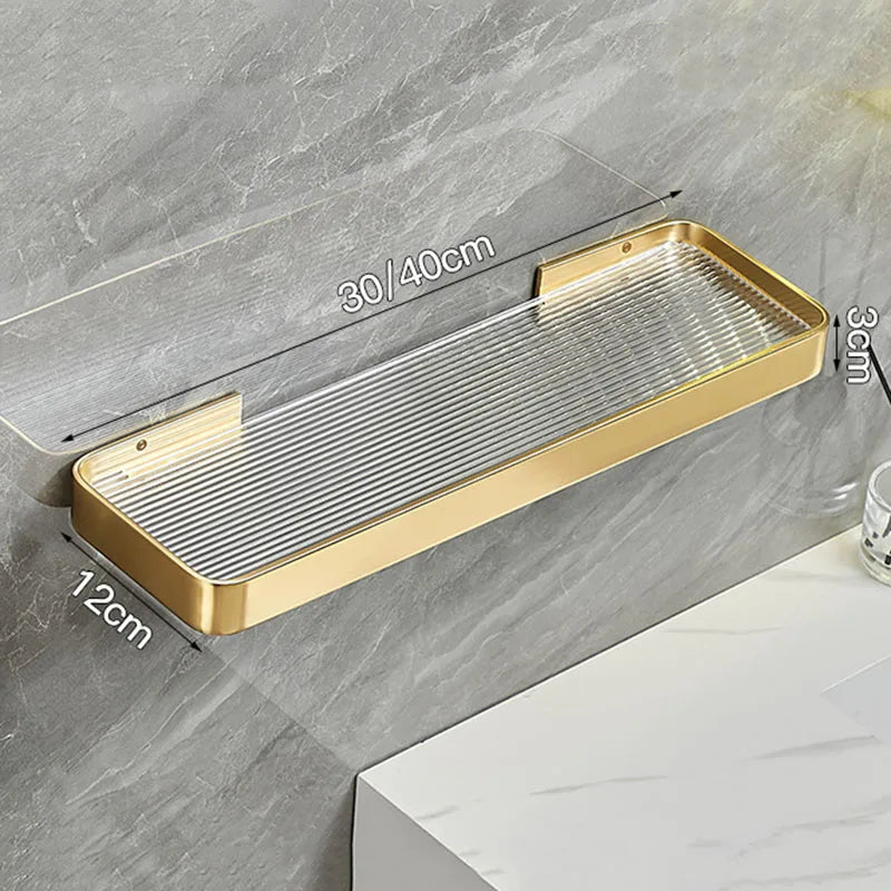 Brushed Gold Bathroom Shelf Aluminum Wall-mounted Shower Storage Rack Bath Shampoo Holder Corner shelf Bathroom Shelves