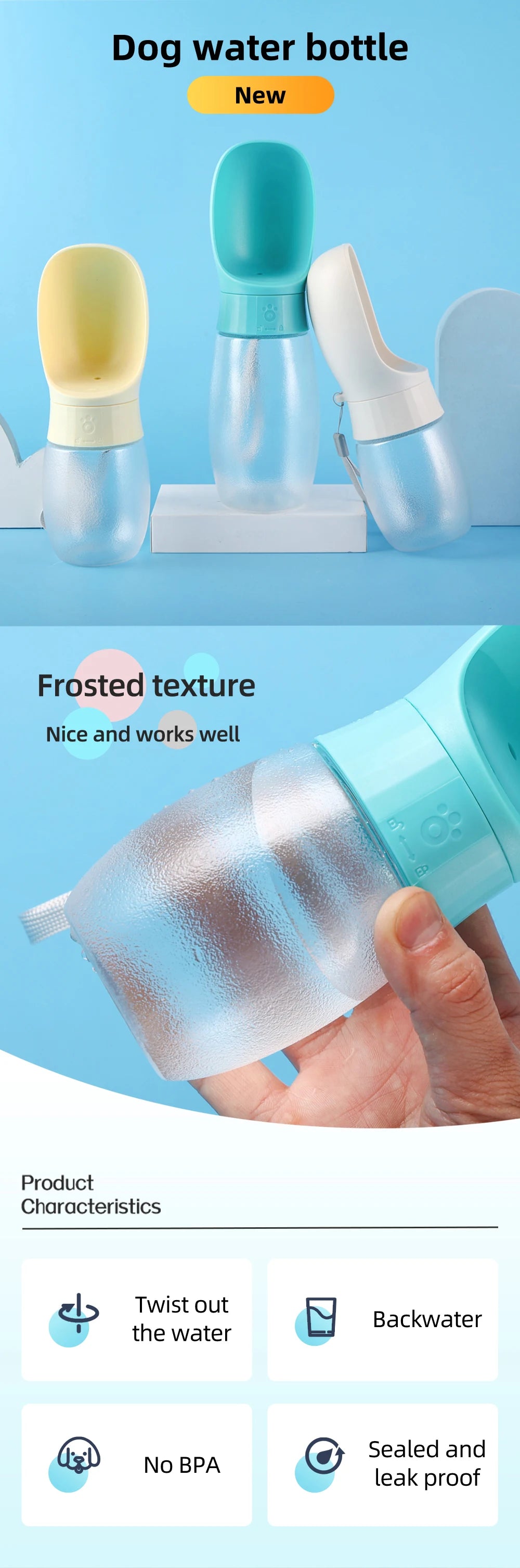 Portable Pet Water Bottle for Small Large Dogs High Capacity Dog Drink Bowl Outdoor Pets Water Dispenser Cup Labrador Supplies