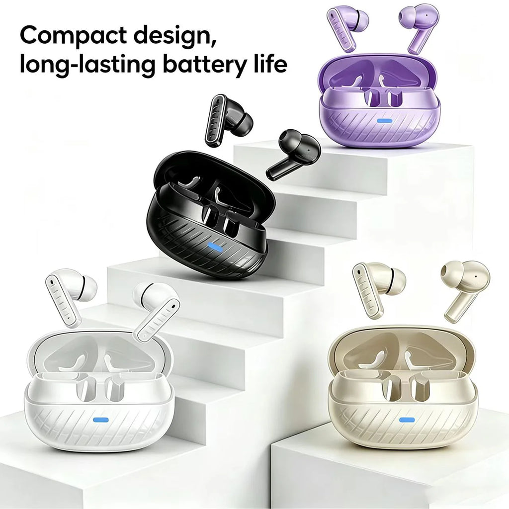  TWS Bluetooth 5.4 Earbuds ANC HiFi Stereo, 3-4h Single/8-10h Total, Ultra Light Comfort Fit