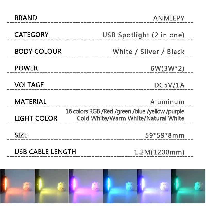 USB Led Spotlight 5W 3W DC5V RGB With Remote Jewelry Cabinet Showcase Counter Lamp Ceiling Mini Spot Light USB plug 2 in One