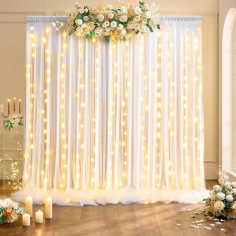 USB LED Curtain Light String, Christmas Room Decoration, Remote Control 8 Function Light Garland ,Wedding Birthday Home Decor