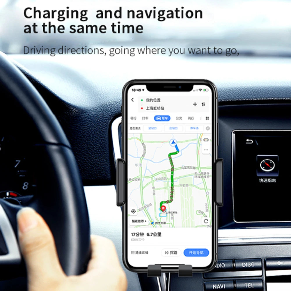 Rotatable Car Wireless Charger With Holder 15W Fast Charge For iPhone 16 15 14 13 Magnetic Car Holder Charger Vent Auto Shrink