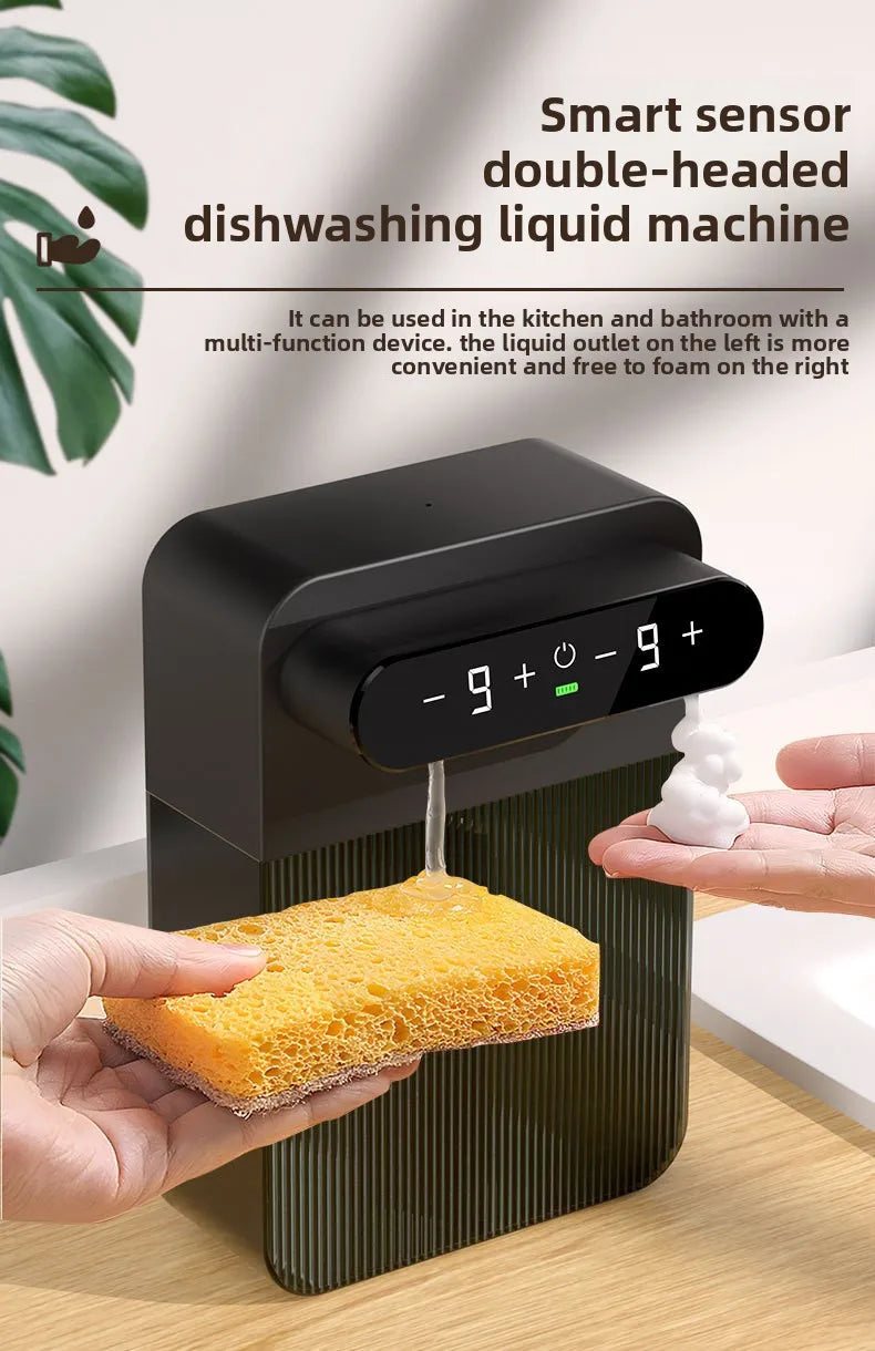 Automatic Foaming Soap Dispenser 400ml+400ml USB Rechargeable Double-headed Touchless Wall-Mountable for Multiple Scenarios