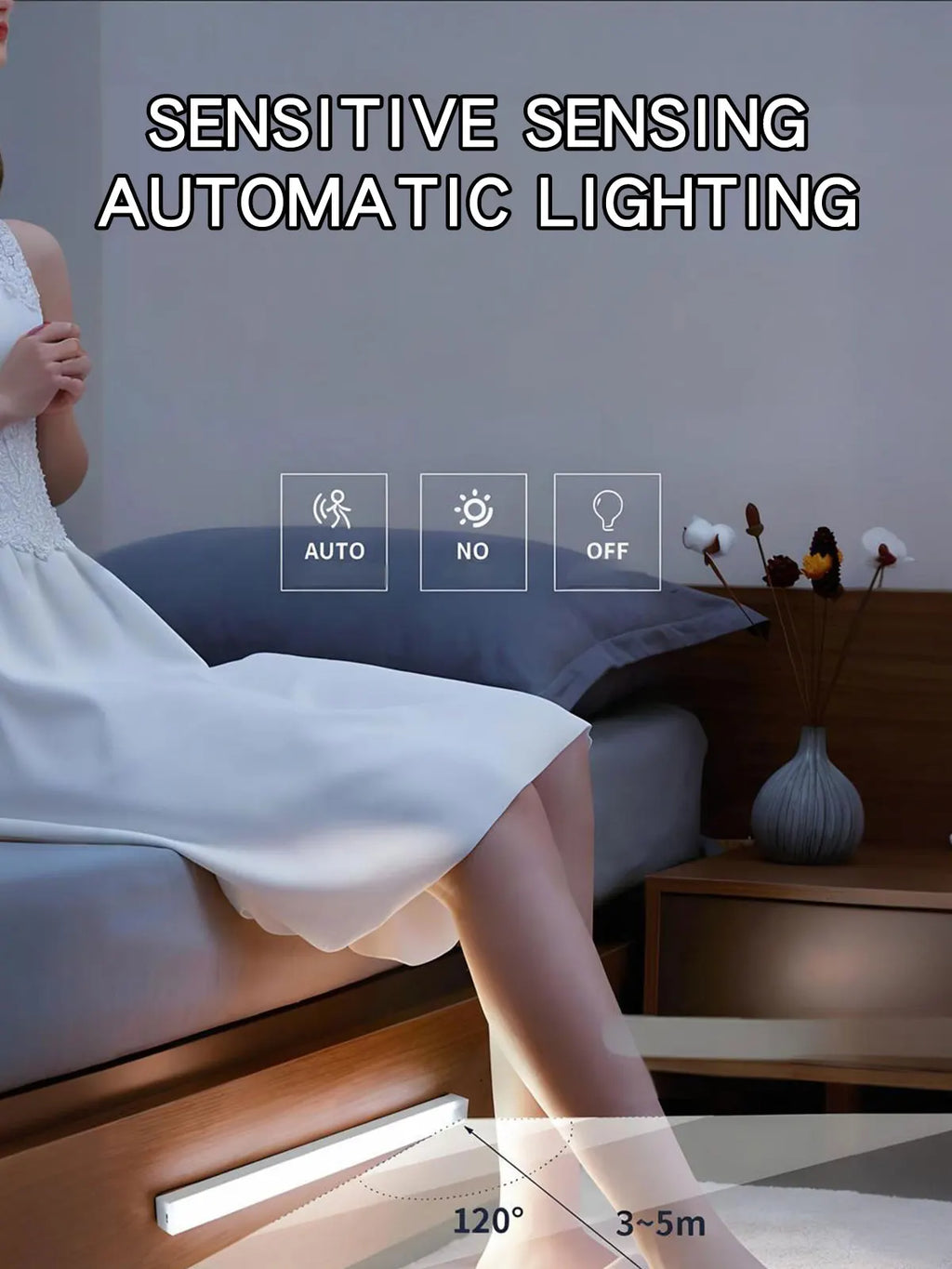 LED Motion Sensor Light Type C Rechargeable Light Wireless LED Night Light Cabinet Wardrobe Lamp Staircase Backlight For Kitchen