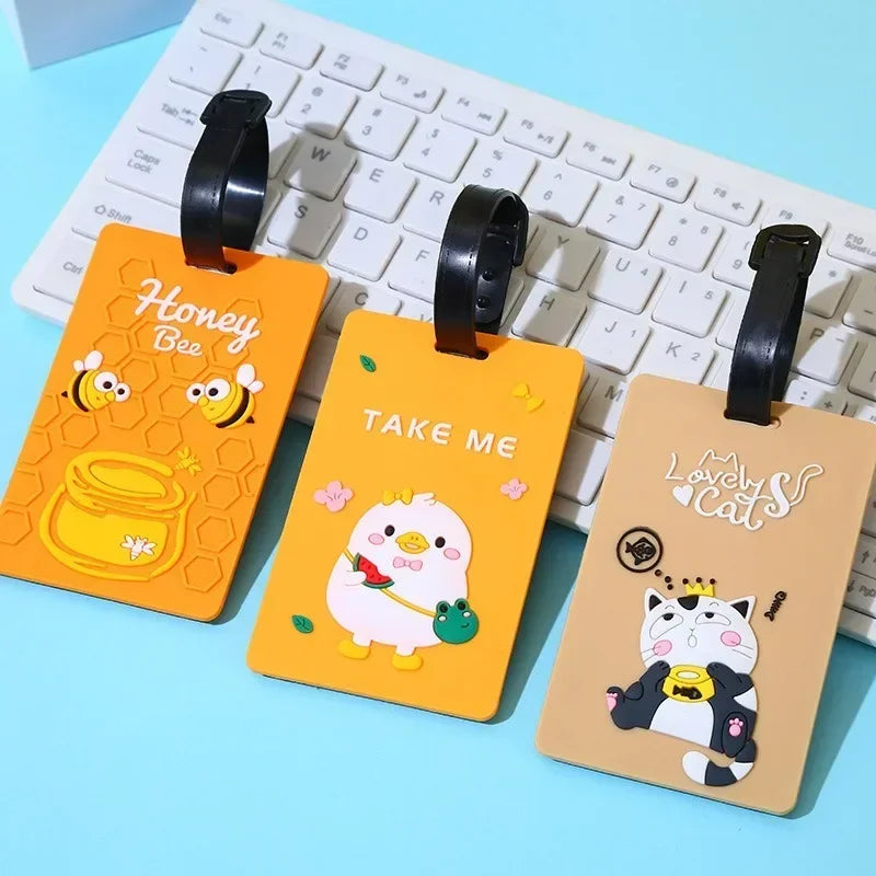 Cute Luggage Tags Women  Luggage Tags Silica Gel Suitcase ID Address Holder Baggage Boarding Tag Travel Accessories