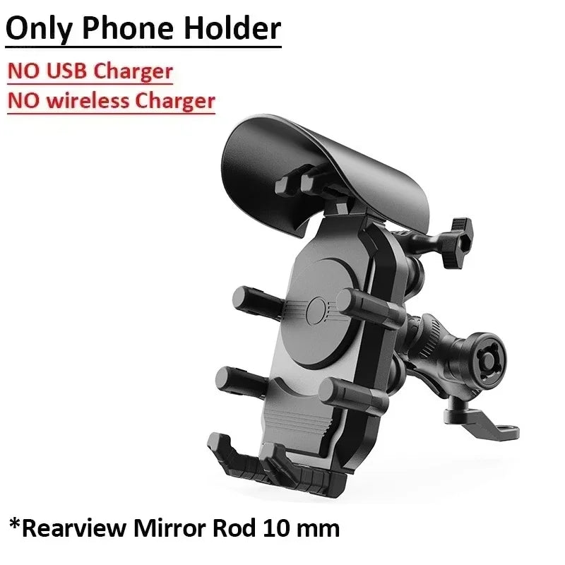 Fast Charging 15W Wireless Charger Shockproof Motorcycle Phone Holder 18W USB & 30W Type C Motorbike Bicycle Bike Scooter Stand