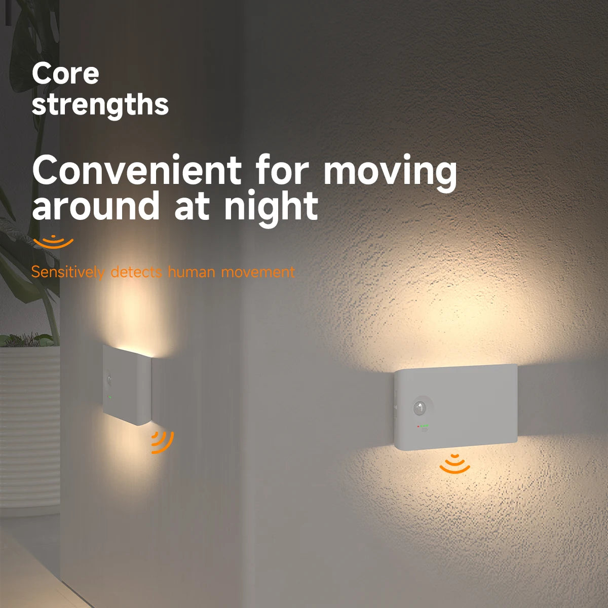 LED Motion Sensor Night Light Dimmable Rechargeable Ambient Light with Magnetic Suction, for Cabinet/Living Room/Hallway/Stair