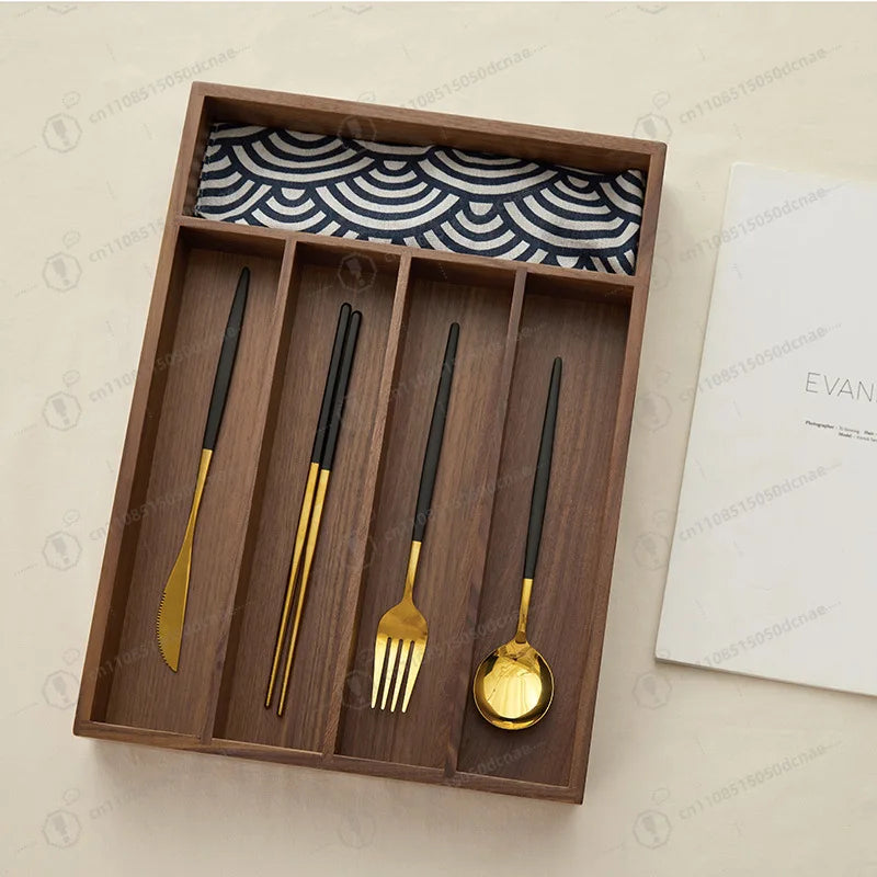 Large Storage Box Drawer Cutlery Food Jewelry Box Wooden Kitchen Cutlery Storage Box