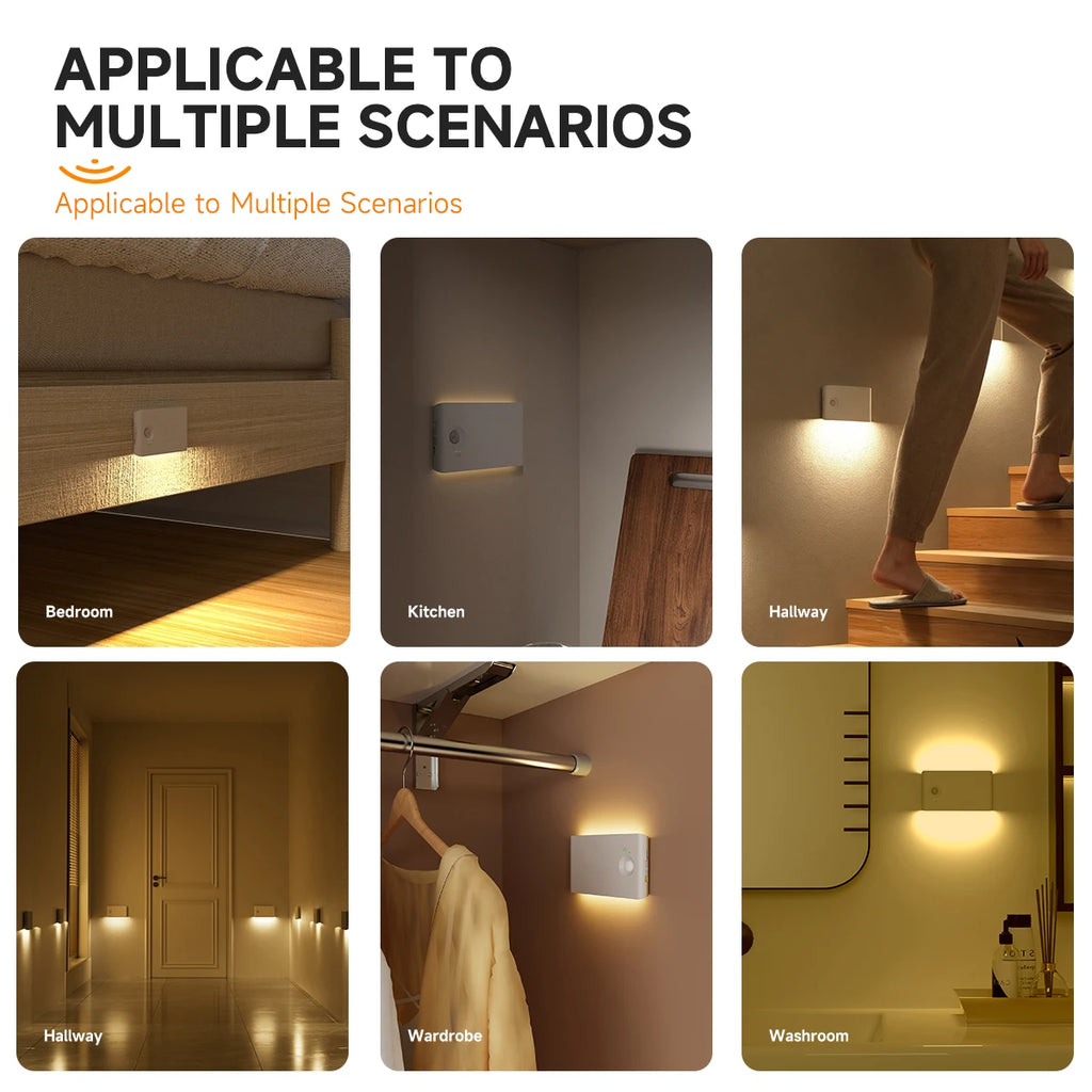 LED Motion Sensor Night Light Dimmable Rechargeable Ambient Light with Magnetic Suction, for Cabinet/Living Room/Hallway/Stair