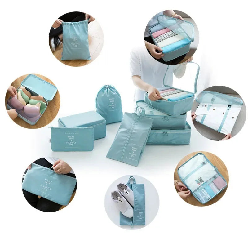 7 PCS Travel Storage Bags Set Suitcase Organizer Luggage Packing Set Cube Bag Portable Waterproof Travel Clothes Shoe Tidy Pouch