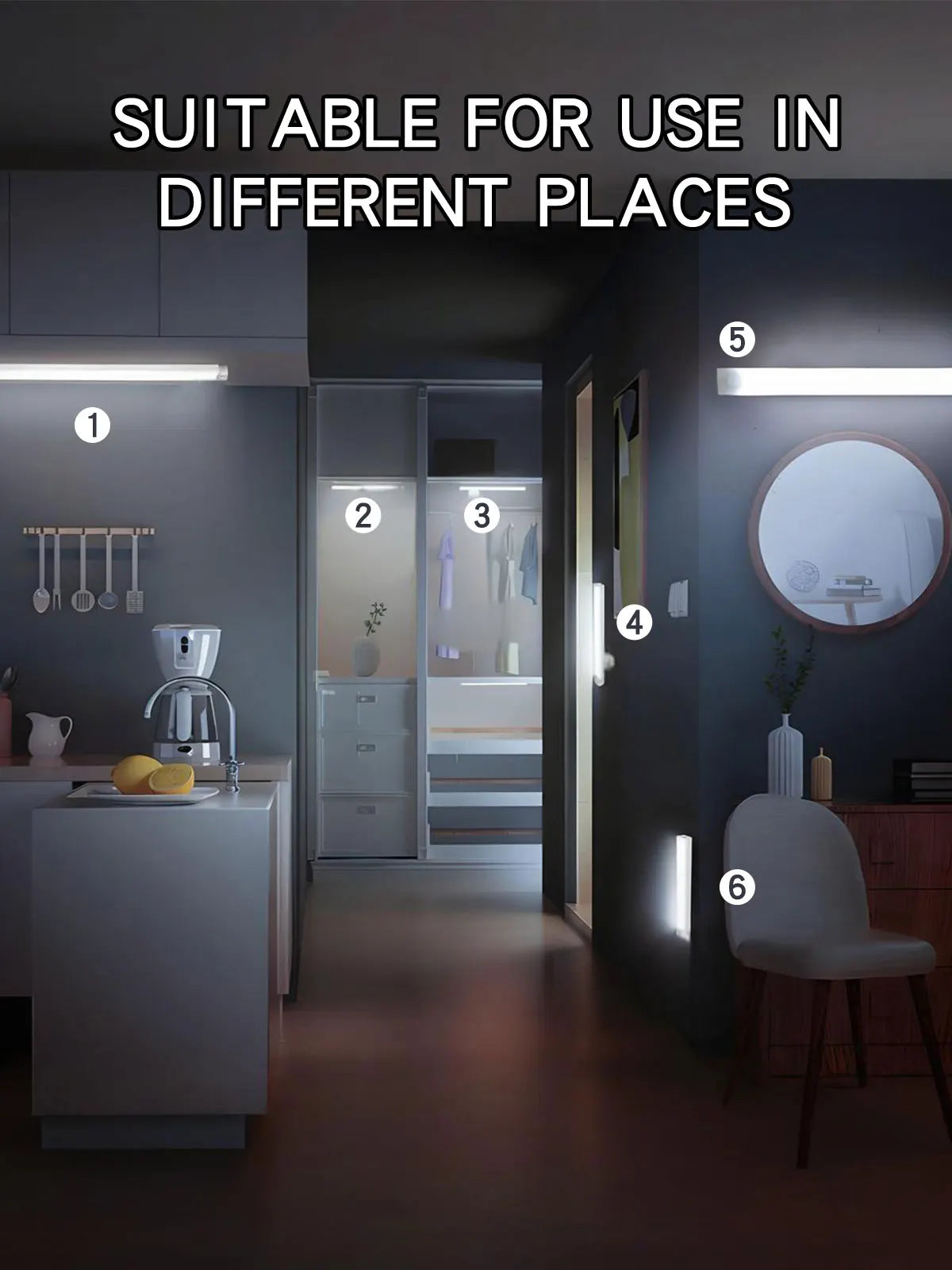 LED Motion Sensor Light Type C Rechargeable Light Wireless LED Night Light Cabinet Wardrobe Lamp Staircase Backlight For Kitchen