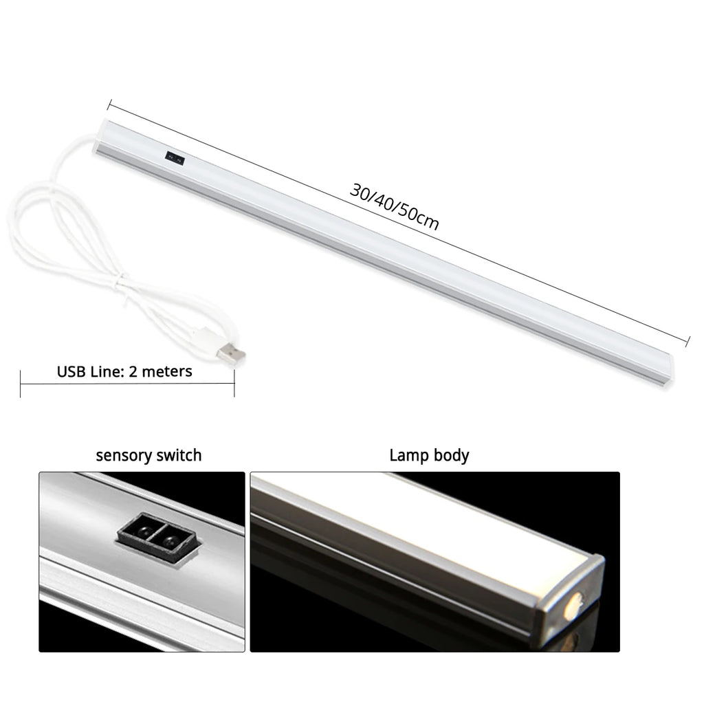 USB LED Lights Room Decoration 5V Lamp Hand Sweep Sensor Lamp Aluminum Lights Bar For Kitchen Closet Bedroom Night Lighting
