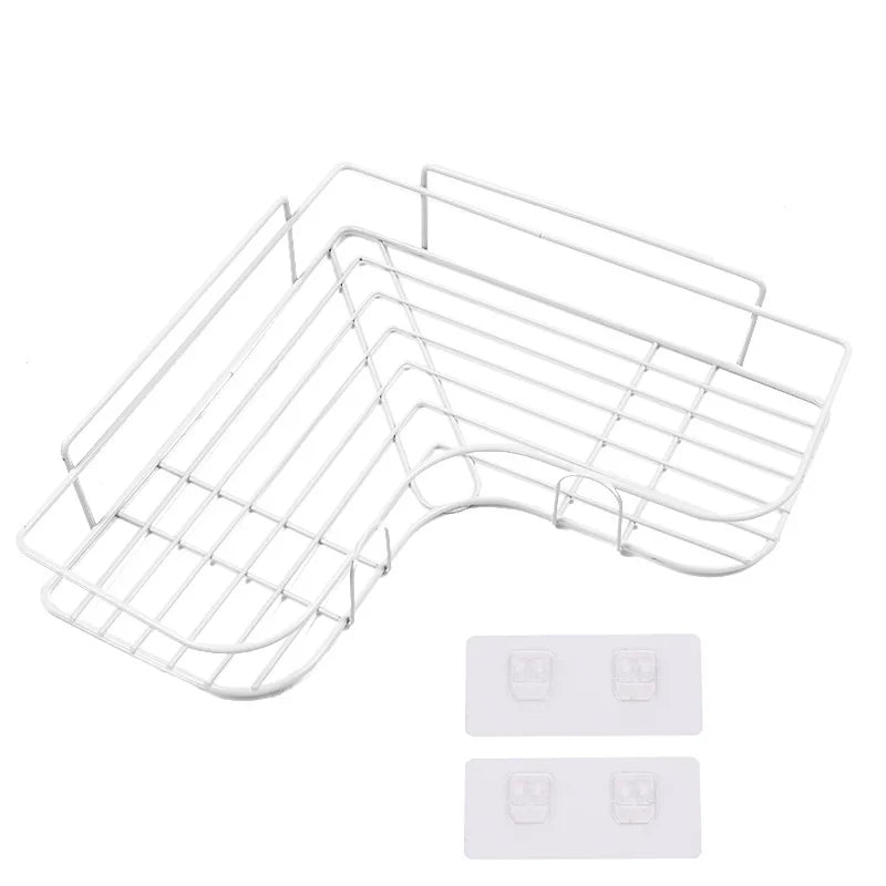 Bathroom Shelf Shampoo Storage Shelf Cosmetic Holder No Punch Metal Shelf Condiment Organizer Corner Shelf Bathroom Accessories