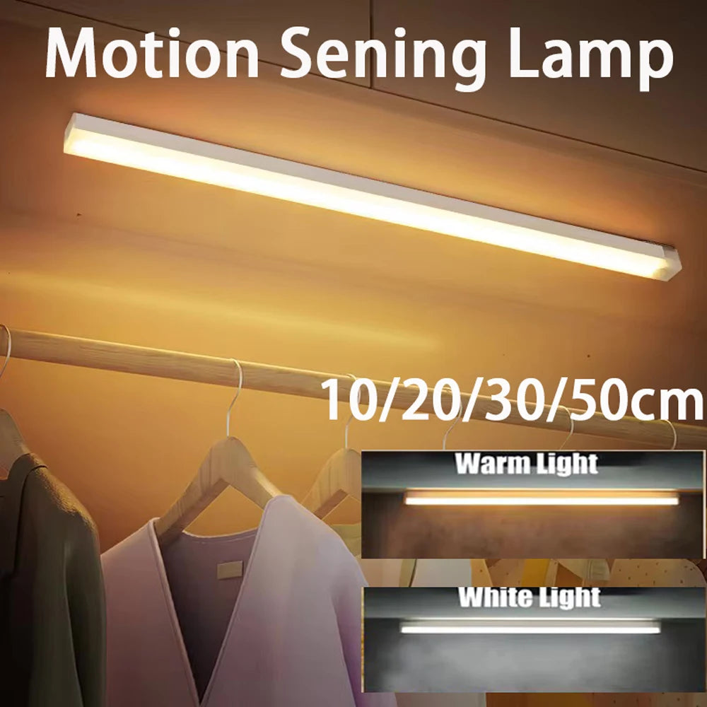 LED Motion Sensor Light Wireless LED Night Light Type C Rechargeable Light Cabinet Wardrobe Lamp Staircase Backlight For Kitchen