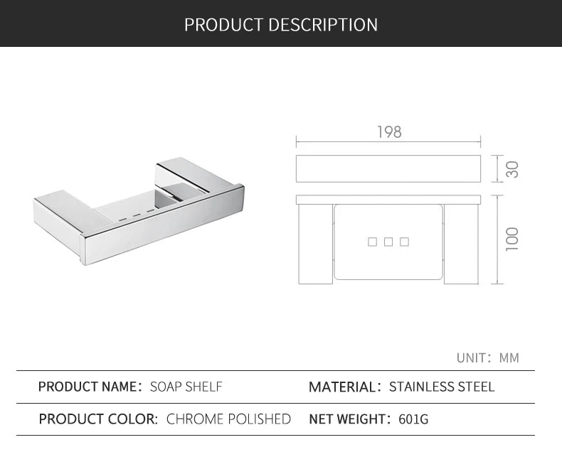 Stainless Steel Bathroom Accessories Wall Shelf Towel Bar Rack Rail Toilet Brush Roll Paper Holder Soap Dish Bathroom Hardware