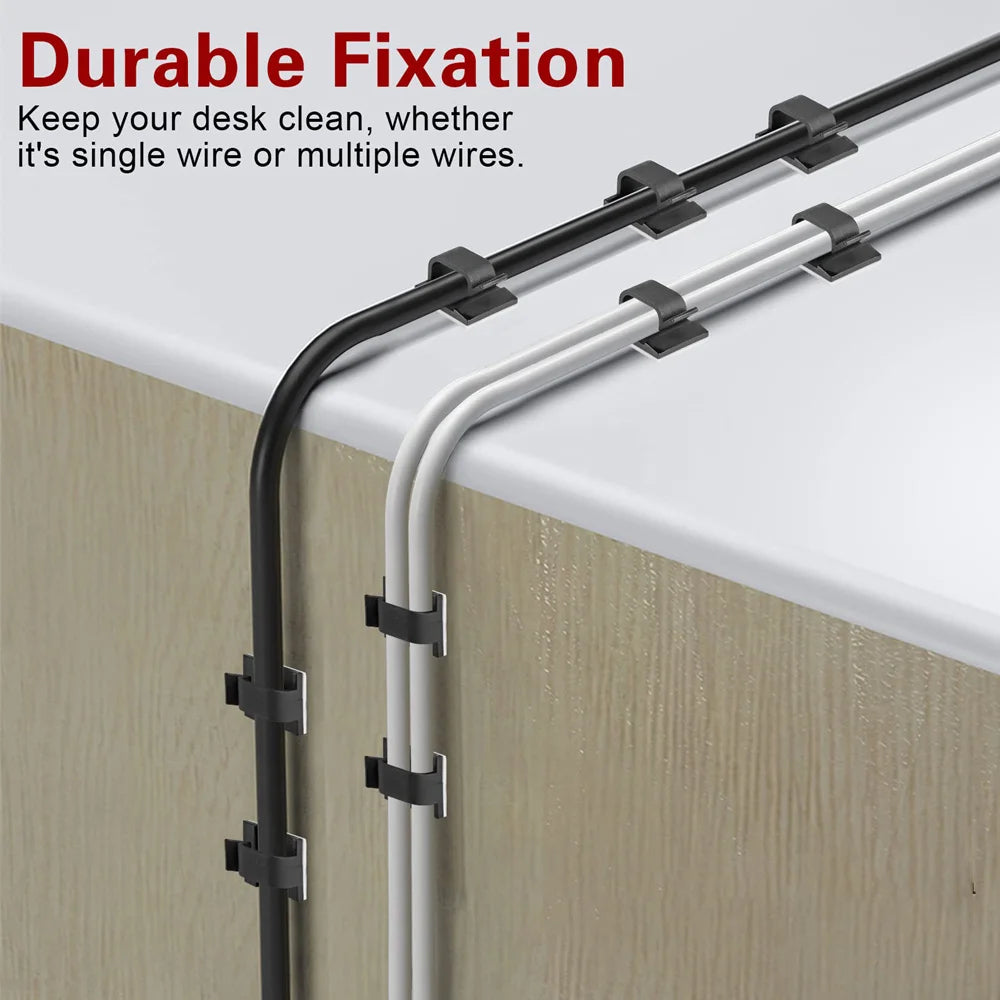 50pcs Cable Organizer Wire Cable Clips Tie Data Cord Winder Manager Self-adhesive Cable Organizer For Office Home Kitchen Desk