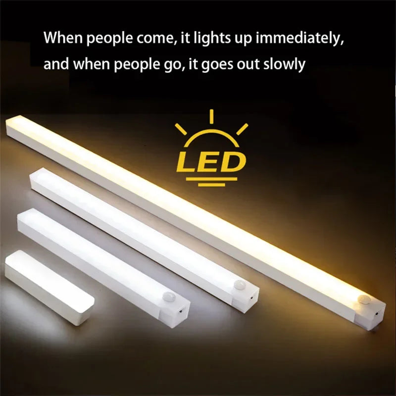 LED Motion Sensor Light Wireless LED Night Light Type C Rechargeable Light Cabinet Wardrobe Lamp Staircase Backlight For Kitchen