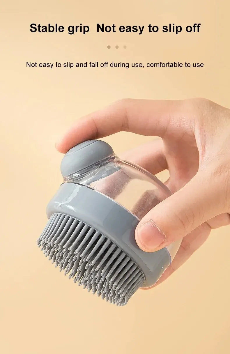 Dog Shower Brush Pet Dog Grooming Massage Bath Cleaning Brush with Shampoo Dispenser for Long Hair Dogs and Cats Shower