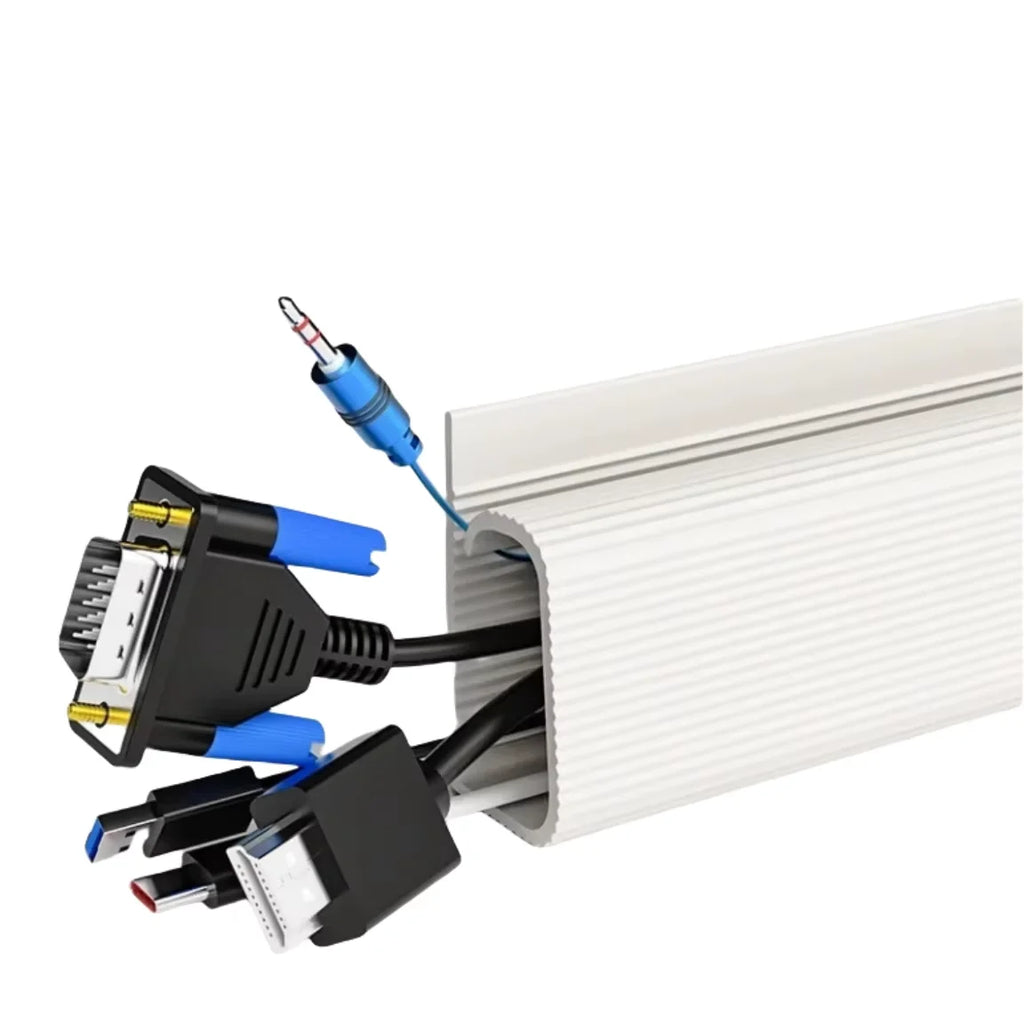 1PC 40cm/15.75cm Channel Desk Cable Organizer Cable Management Accessories White Cable Protecter No Drilling Under Desk Manageme