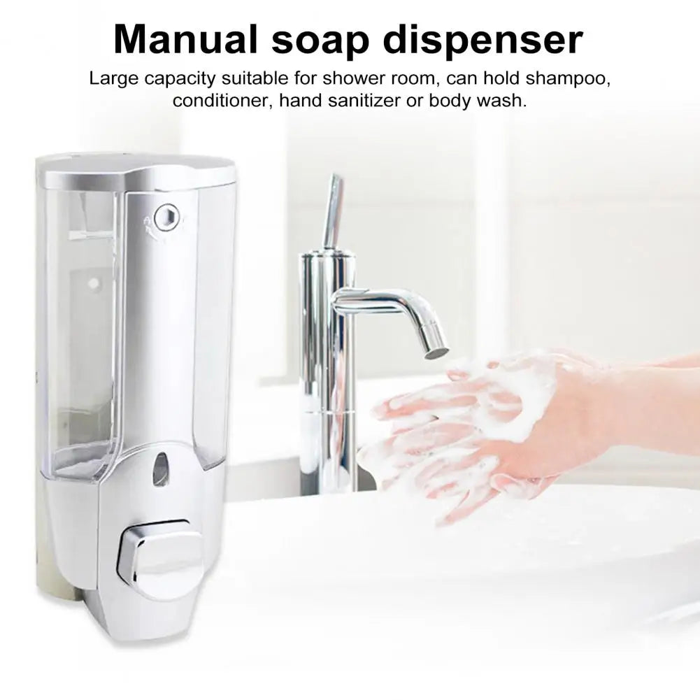 350ml Soap Dispenser 1/2 Chamber Wall-Mounted Manual Shower Dispenser With Large Capacity Shampoo Conditioner Bathroom Accessory