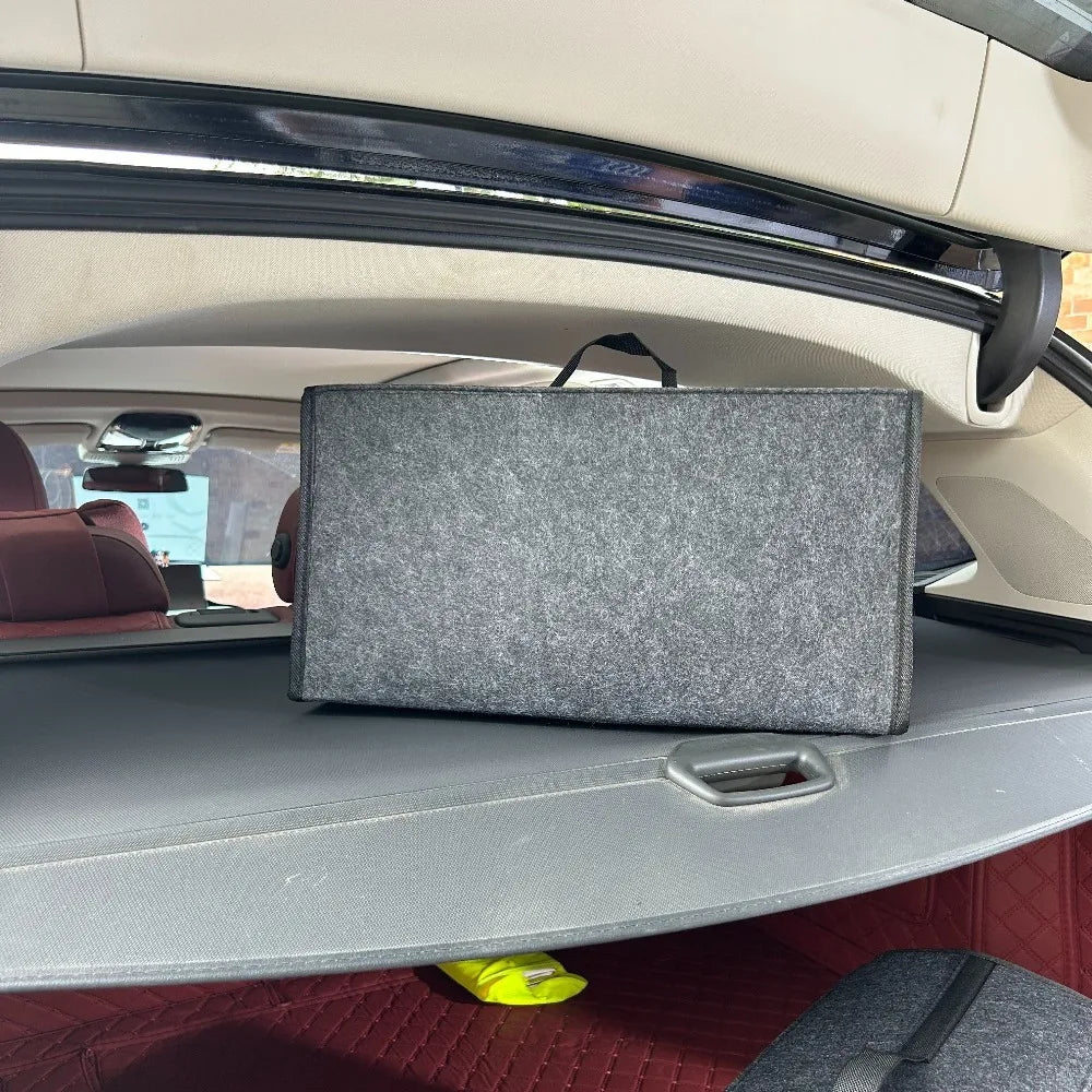 Car Storage Box, Portable, Foldable Car Trunk Organizer, Felt Cloth Storage Box, Car Interior Tidying Container, Car Organizer