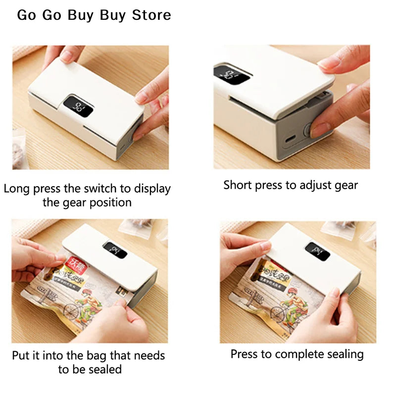 New Portable Mini Heat Bag Sealing Machine Package Sealer Bags For Snacks Plastic Bag Heat Sealer Clip USB Rechargable Sealer