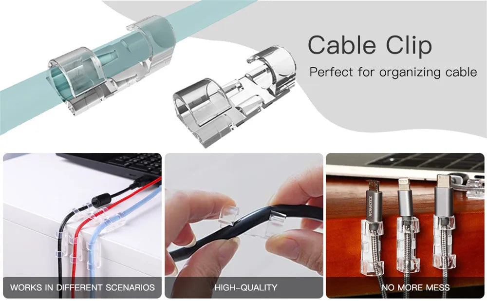 Cable Clip Organizer Drop Wire Holder Cord Management Self-Adhesive Cable Manager Fixed Clamp Wire Winder For Home Office School