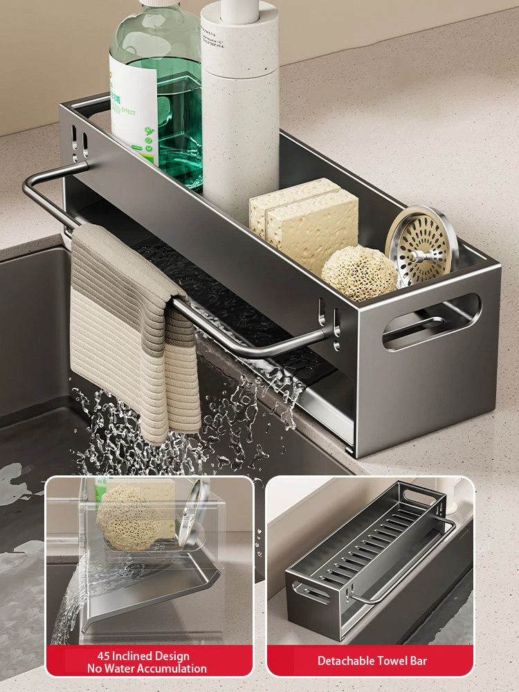 Kitchen Sink Caddy Organizer Dish Soap Brush Sponge Holder Countertop Sink Organizer Rack for Kitchen Organizers and Storage