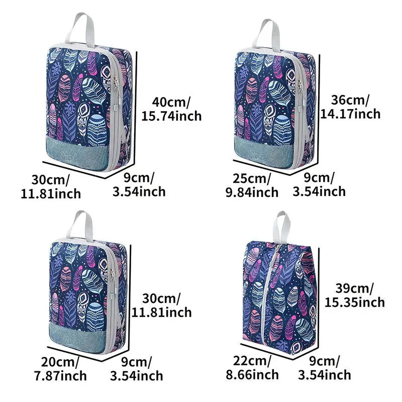Foldable Compressible Packing Cubes, Waterproof Travel Storage Bag,Polyester Suitcase, Portable With Handbag, Luggage Organizer