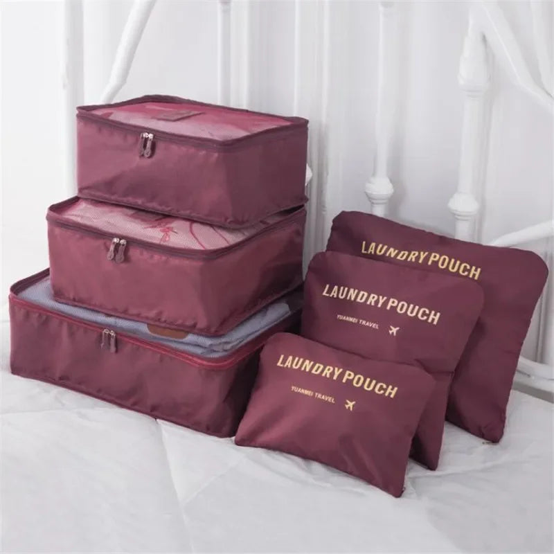 6 PCS Travel Storage Bag Multifunction Packing Cube Bag Travel Kit Set for Women Clothes Tidy Organizer Wardrobe Suitcase Pouch