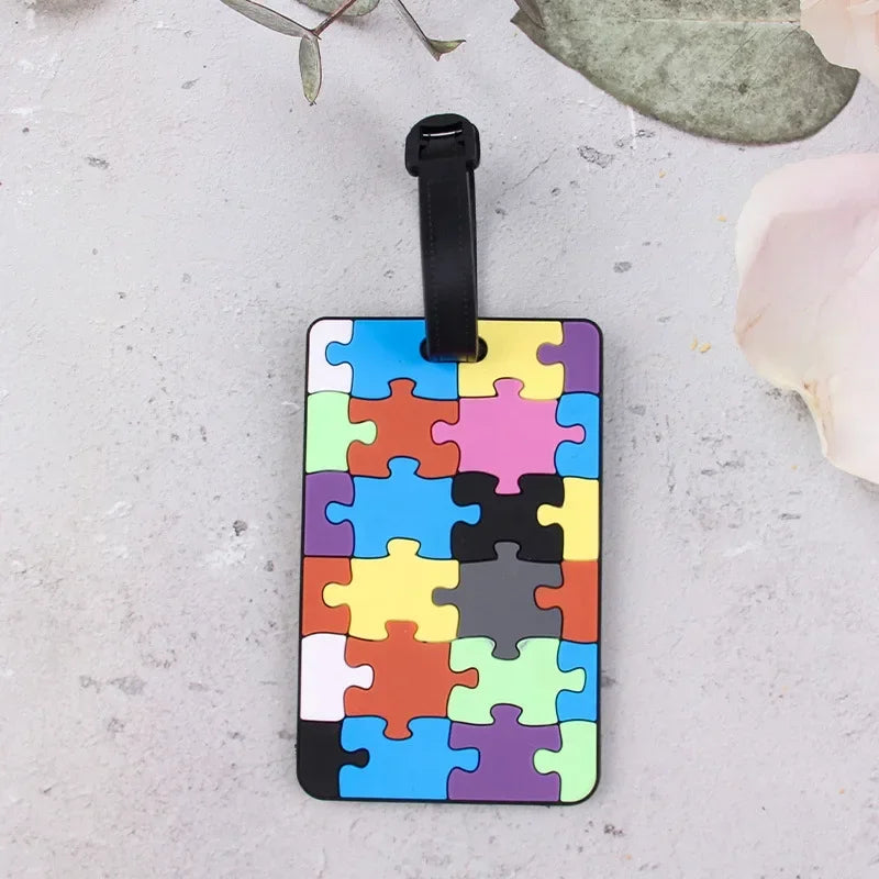 1PCS Geometric Soft Silicone Luggage Tags Suitcase ID Addres Name Holder Baggage Tag Label Travel Accessories Luggage Tags