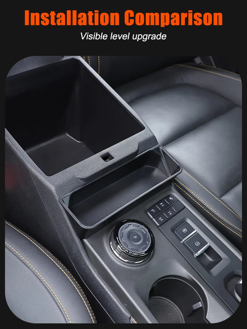 Car Center Console Organizer Tray For Ford Ranger 2023 2024 2025 Interior Accessories Armrest Box Front Storage Box