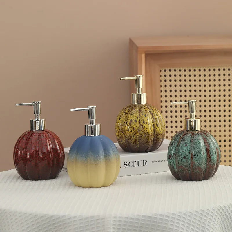 soap dispenser Pumpkin ceramic hand sanitizer bottle shampoo and shower gel press and dispense bottle     decoration   dispenser