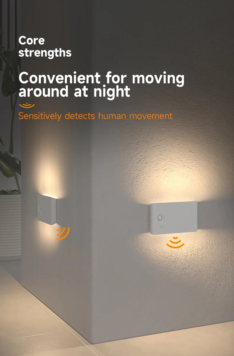 LED Motion Sensor Night Light Dimmable Rechargeable Ambient Light with Magnetic Suction, for Cabinet/Living Room/Hallway/Stair