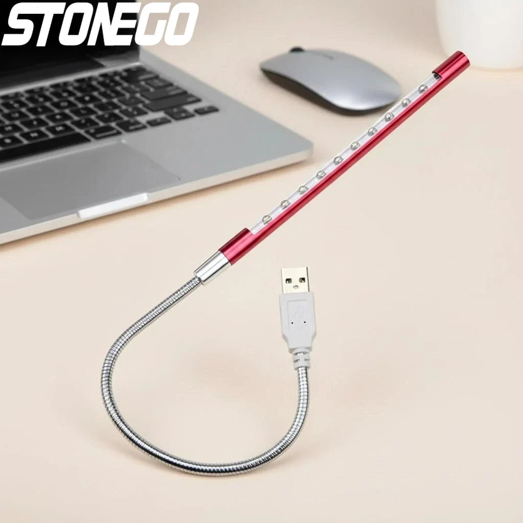 USB LED Reading Light Flexible Book Light 10 LED Mini Lamp for Laptop Notebook PC Computer Study Desk Bedroom Night Light