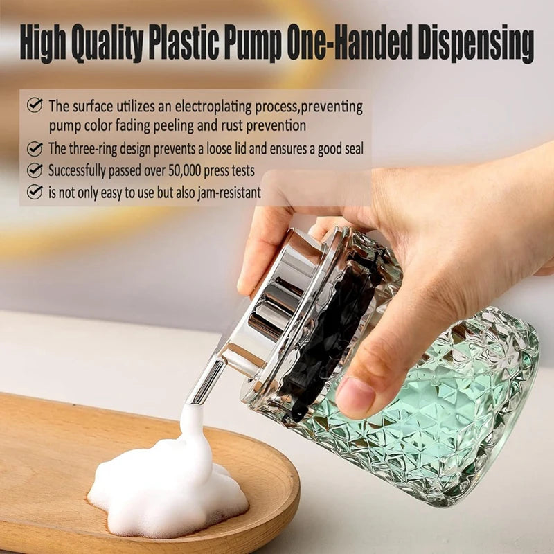 Foaming Hand Soap Dispenser, Bathroom Soap Dispenser Or Lotion Dispenser For Kitchen, Refillable Clear Glass Dispenser Durable