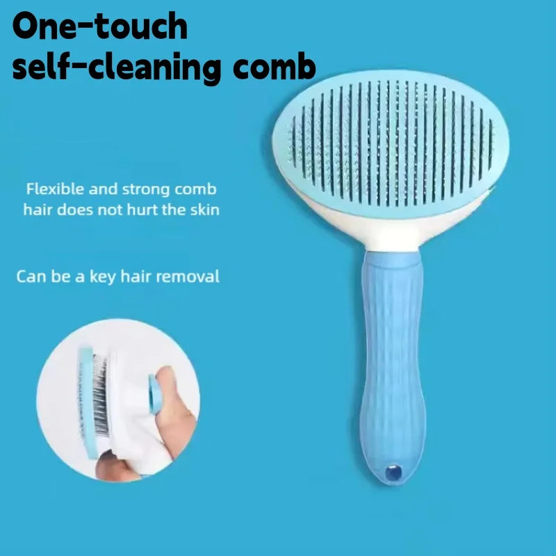 Dog Cat Self-Cleaning Grooming Brush Durable Pet Hair Remover Comb Anti-Slip Dematting Tool Pet Accessories