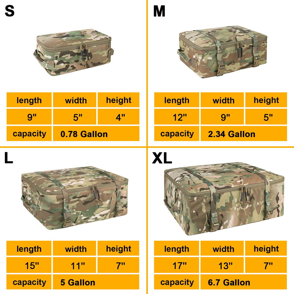 KRYDEX 4pcs Tactical Travel Packing Organizer Packing Cubes 70D Nylon Waterproof Luggage Bags Outdoor Modular Pouch Set