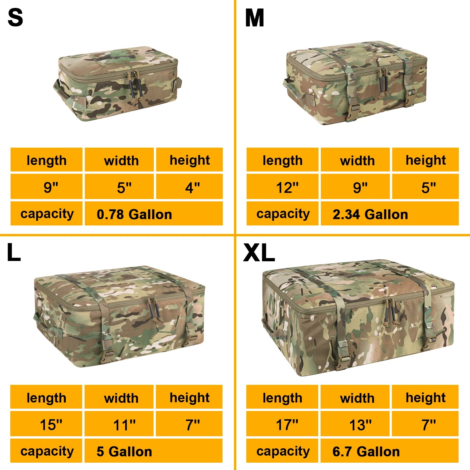 KRYDEX 4pcs Tactical Travel Packing Organizer Packing Cubes 70D Nylon Waterproof Luggage Bags Outdoor Modular Pouch Set
