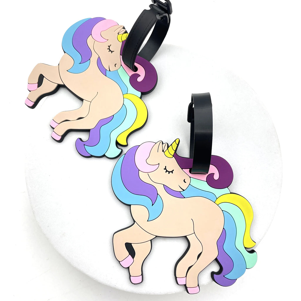 1PC PVC Soft Rubber Luggage Tags Cartoon Unicorn Card Sets Silicone Boarding Passes Luggage Tags Hanging Tags Consignment Tags