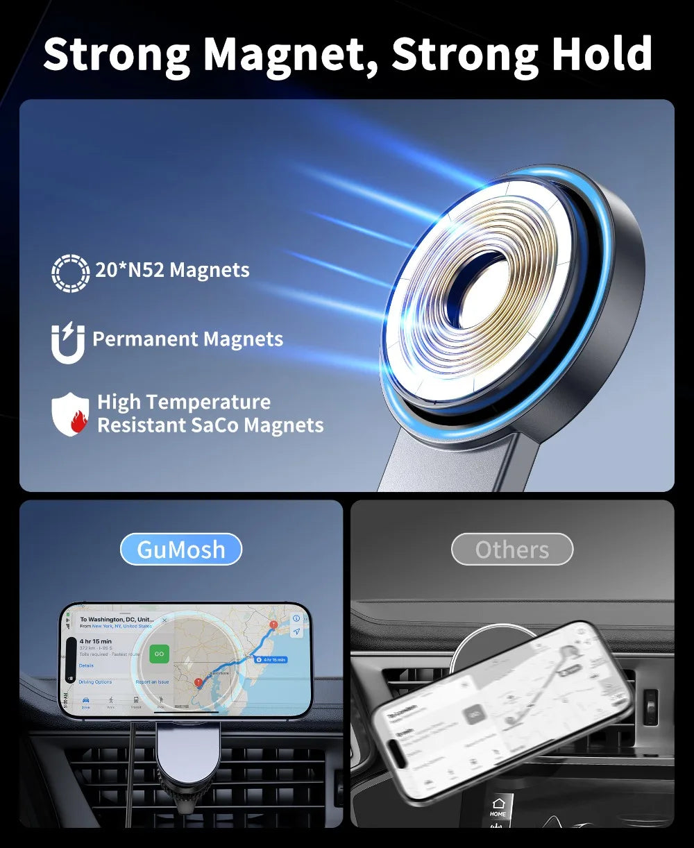 25W Magnetic Wireless Charger with Cooling Fan for iPhone 17/16/15/14/13/12 Car Vent Phone Holder Mount with 63W Cars Chargers