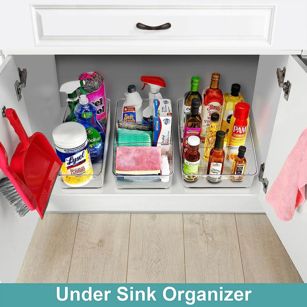 Double Layer Under Sink Storage Rack Space Saving Pull Out Slide Shelf for Bathroom Kitchen Cabinet Multi Functional Organizer