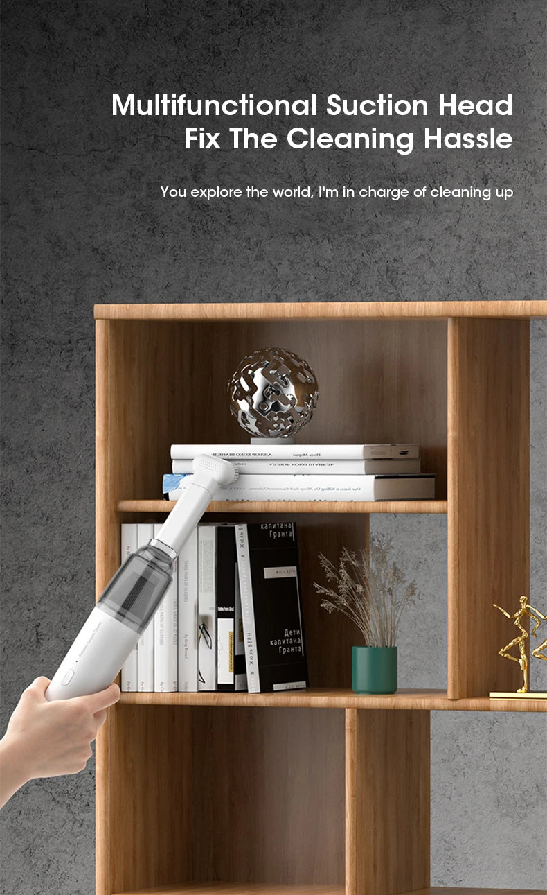 Portable Mini Handheld Vacuum Cleaner Wireless Cordless Car Vacuum Strong Suction 2 Gears Lightweight Rechargeable for Home Car