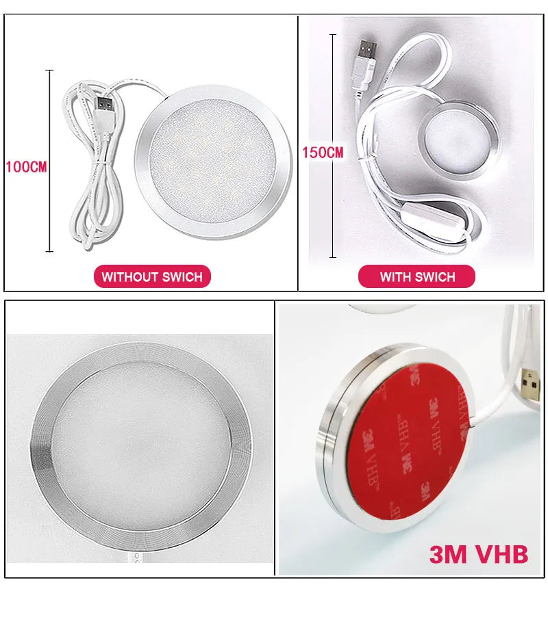 USB 5V LED Under Cabinet Light 5W 3W 7W Mini Spotlight Jewelry Display Showcase Wardrobe Surfaced Mounted Ceiling lamp downlight