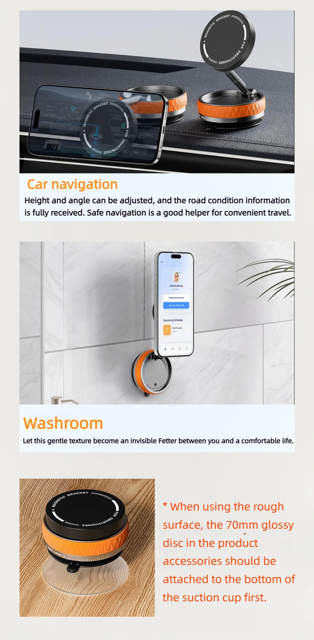 Car Magsafe Phone Holder,360° Adjustable Car Phone Mount,for iPhone and All smartphones,Suitable for your Car/Gym/Mirror/Desktop