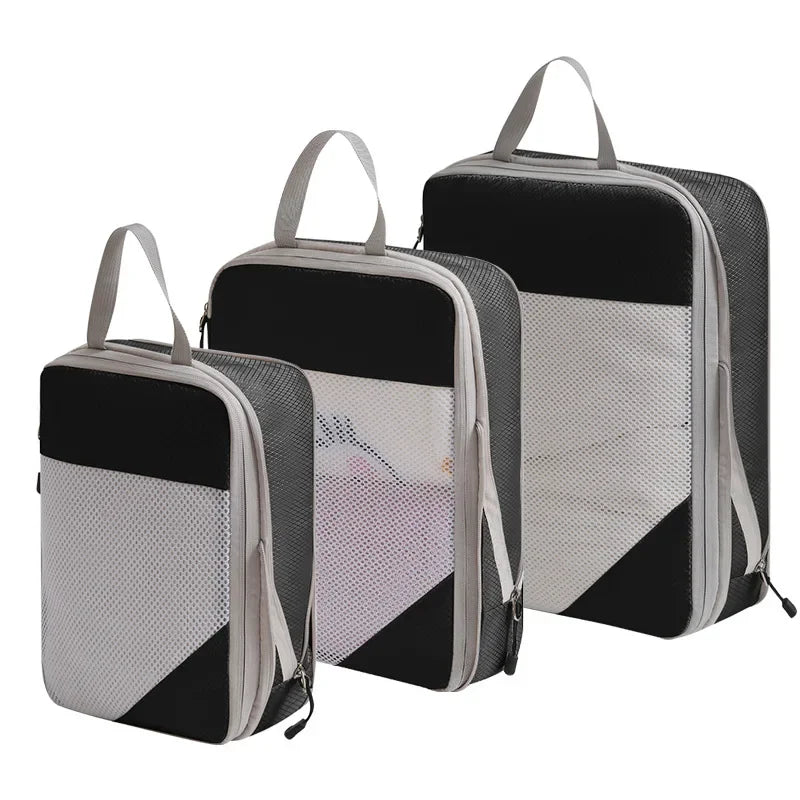 3pcs Travel Compression Bags Clothing Storage Bag Lightweight Travel Organizer Cubes Multifunctional Travel Essentials