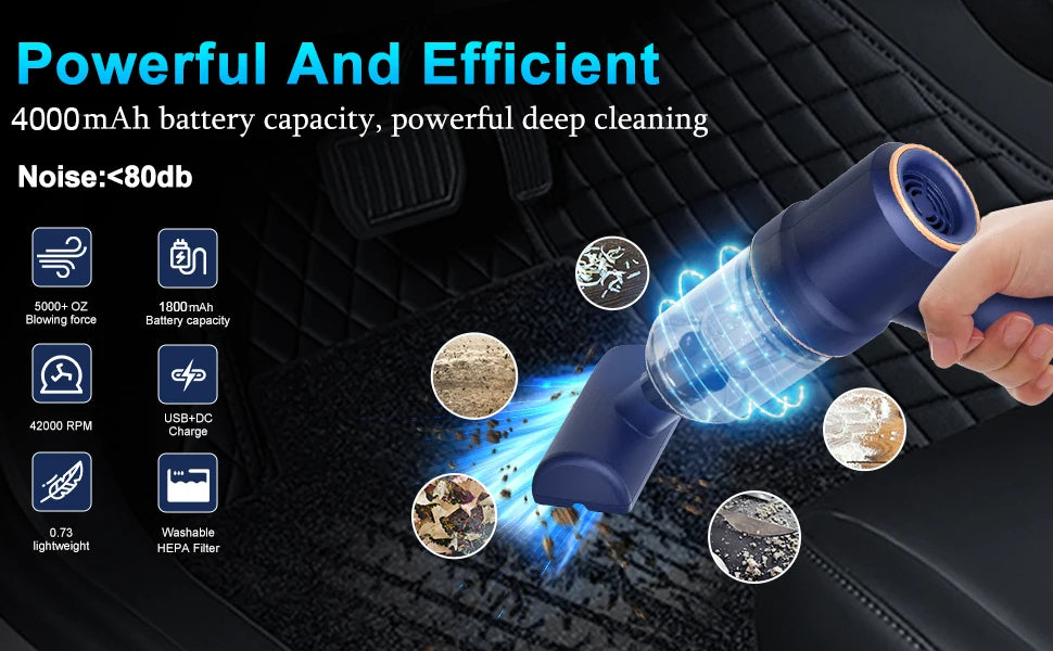 90000PA Car Vacuum Cleaner Mini Hand held Portable Wireless Cleaner for Home Appliance Powerful Cleaning Machine Car Cleaner